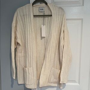 Ribbed Knit Cream Cardigan